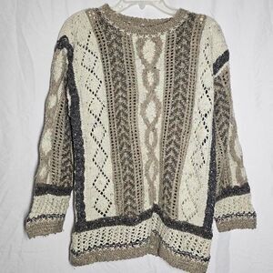 vintage 80s express patterned hand knitted wool blend sweater
